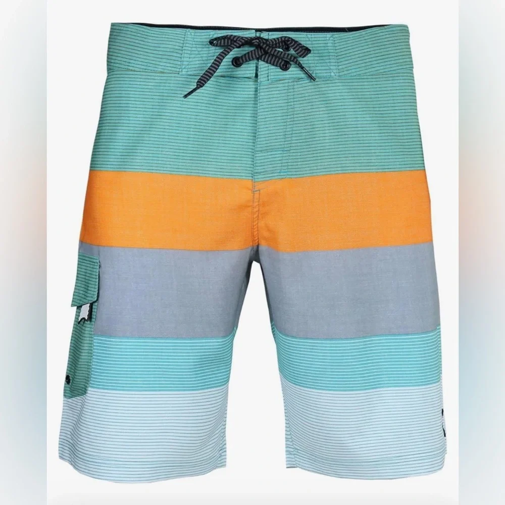 Men's Swim Trunks Quick Dry Board Shorts with Key Keeper, No Mesh Lining Size 32